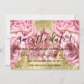 Save The Date Enregistrer la date Gold Rose Wreath Rose Mariage (Devant)