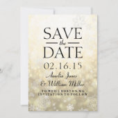 Save The Date Enregistrer La Date Gold Sparkle Snowflake (Devant)