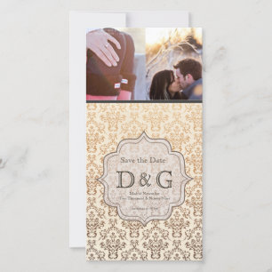 Save The Date Enregistrer la date Gold Vanilla Damask Fillagreem