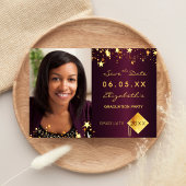 Save The Date Enregistrer la Date graduation fête burgundy photo