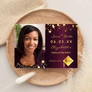 Save The Date Enregistrer la Date graduation fête burgundy photo