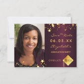 Save The Date Enregistrer la Date graduation fête burgundy photo (Devant)