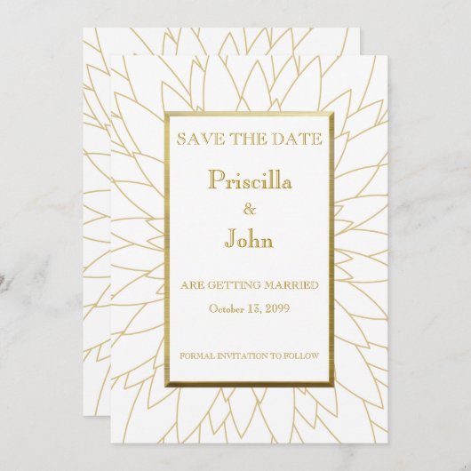 Save The Date Enregistrer la date, grandes portes, dahlia géomét (Devant / Derrière)