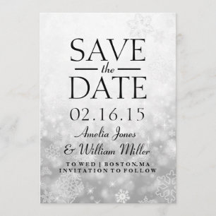 Save The Date Enregistrer La Date Gray Sparkle Snowflake