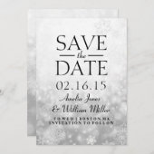 Save The Date Enregistrer La Date Gray Sparkle Snowflake (Devant / Derrière)