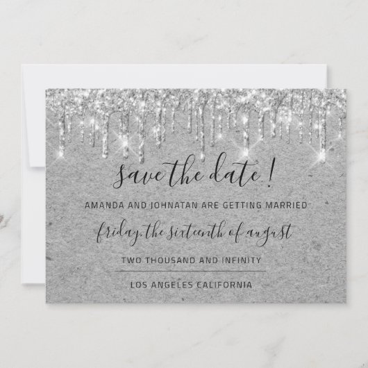 Save The Date Enregistrer La Date Grey Kraft Parties scintillant (Devant)