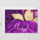 Save The Date Enregistrer la date Gris Wreath Or Purple Roses (Dos)