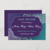 Save The Date Enregistrer La Date Henna Style Jewel Wedel Invite (Devant / Derrière)
