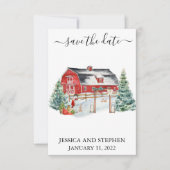 Save The Date Enregistrer la date Hiver Grange Noël Mariage (Devant)