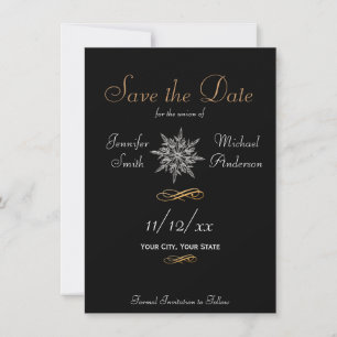 Save The Date Enregistrer la date Hiver Snowflake Simple Mariage