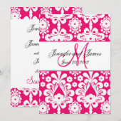 Save The Date Enregistrer La Date Hot Pink Mariage damassé (Devant / Derrière)