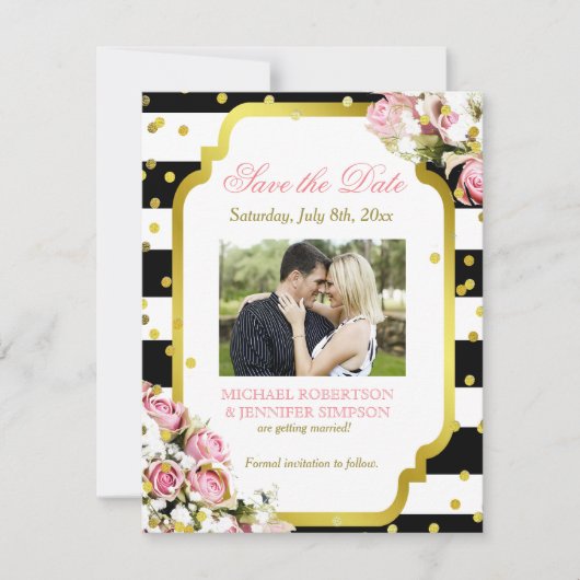 Save The Date Enregistrer la date Insérer Confetti Roses Bébés R (Devant)