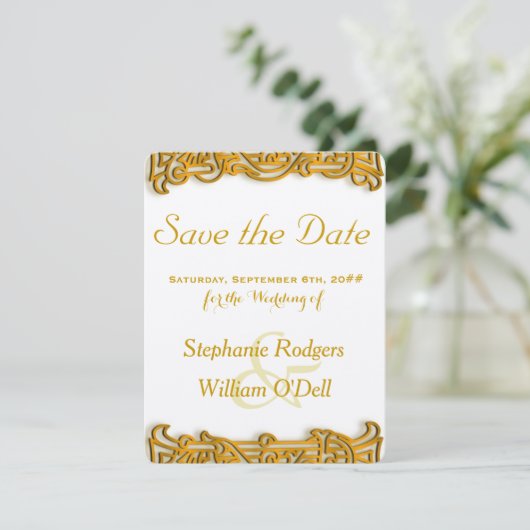 Save The Date Enregistrer la date Irish Gold Mariage Notice (Debout devant)