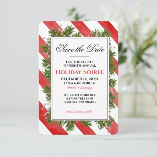 Save The Date Enregistrer La Date Jour Fête Pin & Stripes | (Debout devant)