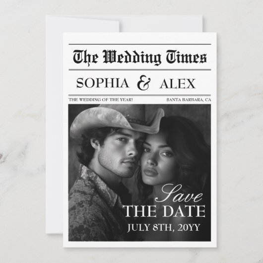 Save The Date Enregistrer La Date Journaux Mariage Occidental (Devant)