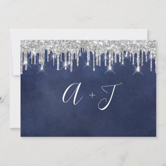 Save The Date Enregistrer La Date Kraft Silver Grey Drip Blue Na (Dos)
