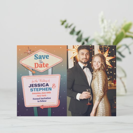 Save The Date Enregistrer La Date Las Vegas Casino Mariage Photo (Debout devant)