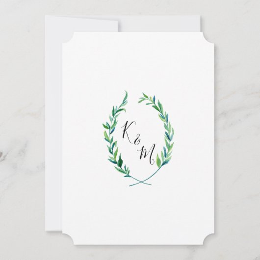 Save The Date Enregistrer la date Laurel Wreath Olive Leaf Branc (Dos)