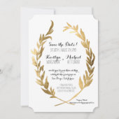 Save The Date Enregistrer la date Laurel Wreath Olive Leaf Faux  (Devant)