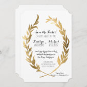 Save The Date Enregistrer la date Laurel Wreath Olive Leaf Faux  (Devant / Derrière)
