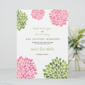 Save The Date Enregistrer la date Linge rose et vert Fleur fleur (Debout devant)