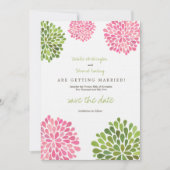 Save The Date Enregistrer la date Linge rose et vert Fleur fleur (Devant)