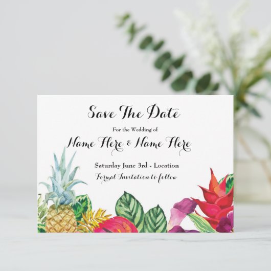 Save The Date Enregistrer La Date Luau Rustic Aloha Lumières Tro (Debout devant)