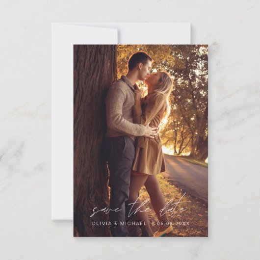 Save The Date Enregistrer la date manuscrite Mariage photo autom (Devant)