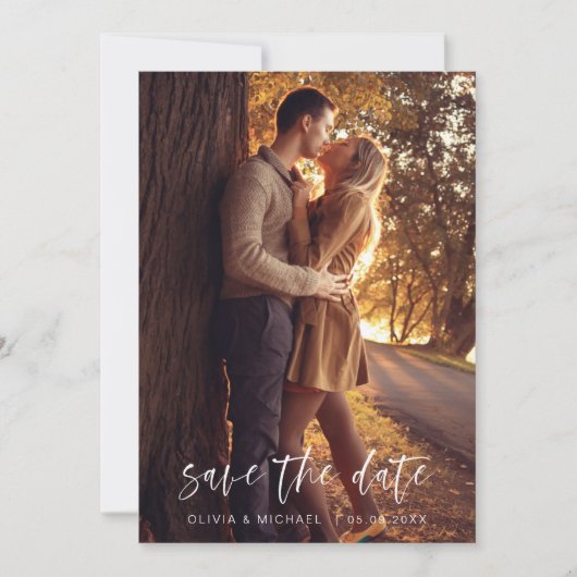 Save The Date Enregistrer la date manuscrite photo Mariage Autom (Devant)