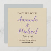 Save The Date Enregistrer la date Mariage Beige Classical Minima (Devant / Derrière)
