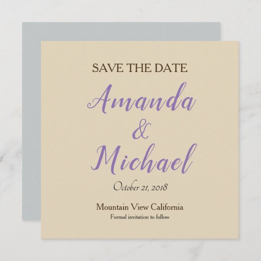 Save The Date Enregistrer la date Mariage Beige Classical Minima (Devant / Derrière)