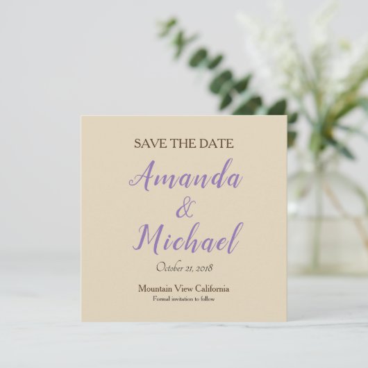 Save The Date Enregistrer la date Mariage Beige Classical Minima (Debout devant)