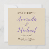 Save The Date Enregistrer la date Mariage Beige Classical Minima (Devant)