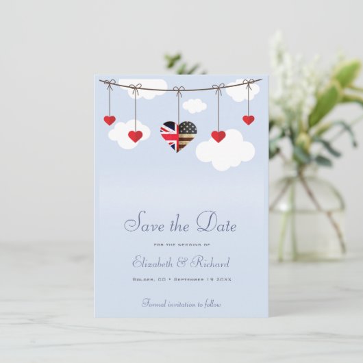 Save The Date Enregistrer la date Mariage britannique américain (Debout devant)