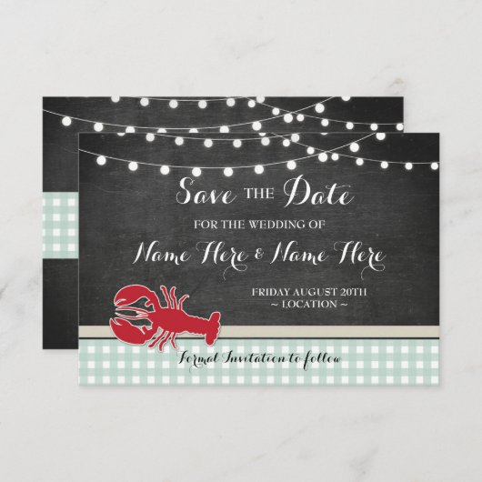 Save The Date Enregistrer La Date Mariage Crawfish Boil Lobster (Devant / Derrière)