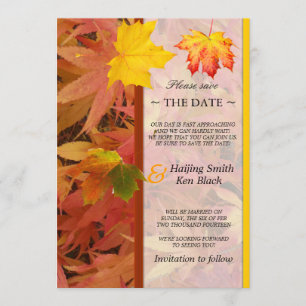 Save The Date Enregistrer la date Mariage de automne Feuille Map