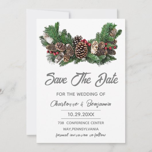 Save The Date Enregistrer la date Mariage de Noël hiver (Devant)