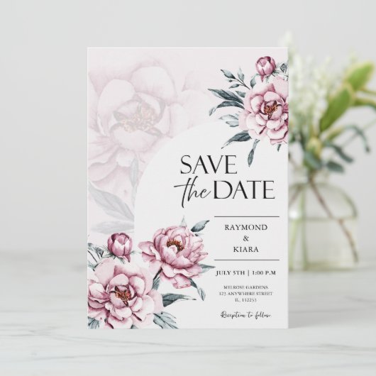Save The Date Enregistrer La Date Mariage De Peony Rose Dusky (Debout devant)