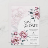 Save The Date Enregistrer La Date Mariage De Peony Rose Dusky (Devant / Derrière)
