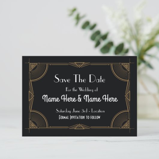 Save The Date Enregistrer La Date Mariage Fête Années Or 1920 (Debout devant)