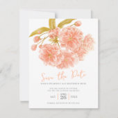 Save The Date Enregistrer la date mariage fleur de pêche (Devant)