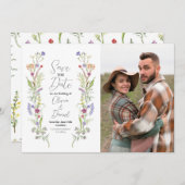 Save The Date Enregistrer la date Mariage Fleur sauvage Floral P (Devant / Derrière)