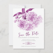 Save The Date Enregistrer la date mariage fleur violet (Devant)