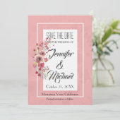 Save The Date Enregistrer la date Mariage Fleurs roses Elégante  (Debout devant)