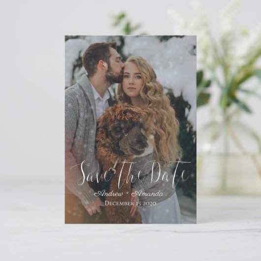 Save The Date Enregistrer la date Mariage hivernal avec effet ne (Debout devant)