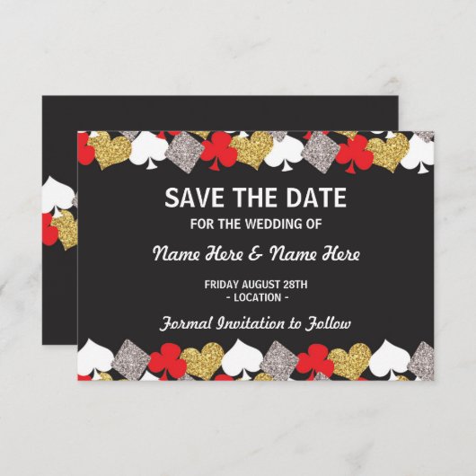 Save The Date Enregistrer la date Mariage Las Vegas Casino Card (Devant / Derrière)