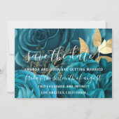 Save The Date Enregistrer La Date Mariage Mariée Floral Gold Blu (Devant)