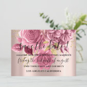 Save The Date Enregistrer la date Mariage mariée Pink Gold Rose (Debout devant)