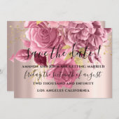 Save The Date Enregistrer la date Mariage mariée Pink Gold Rose (Devant / Derrière)