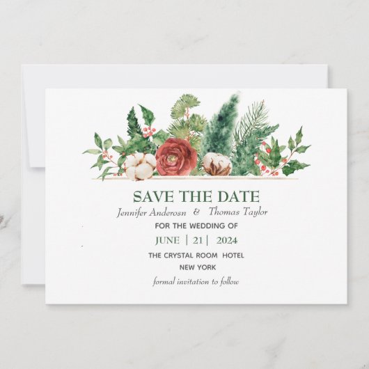 Save The Date Enregistrer la date Mariage Noël hiver (Devant)